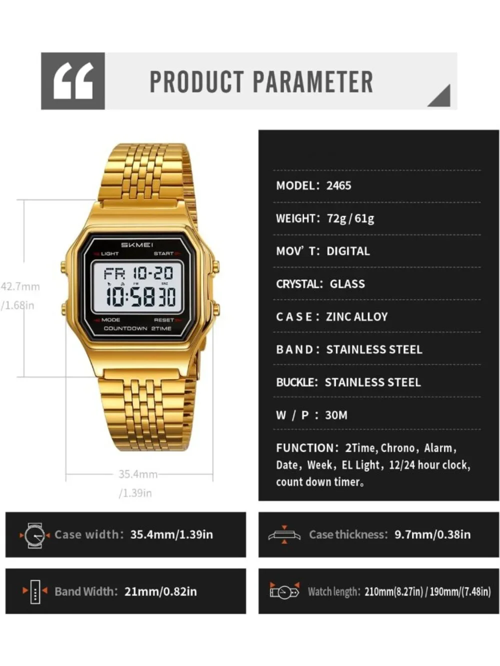 Unisex Retro Y2K Square Face Digital Watch - Waterproof, LED Backlight, Alarm